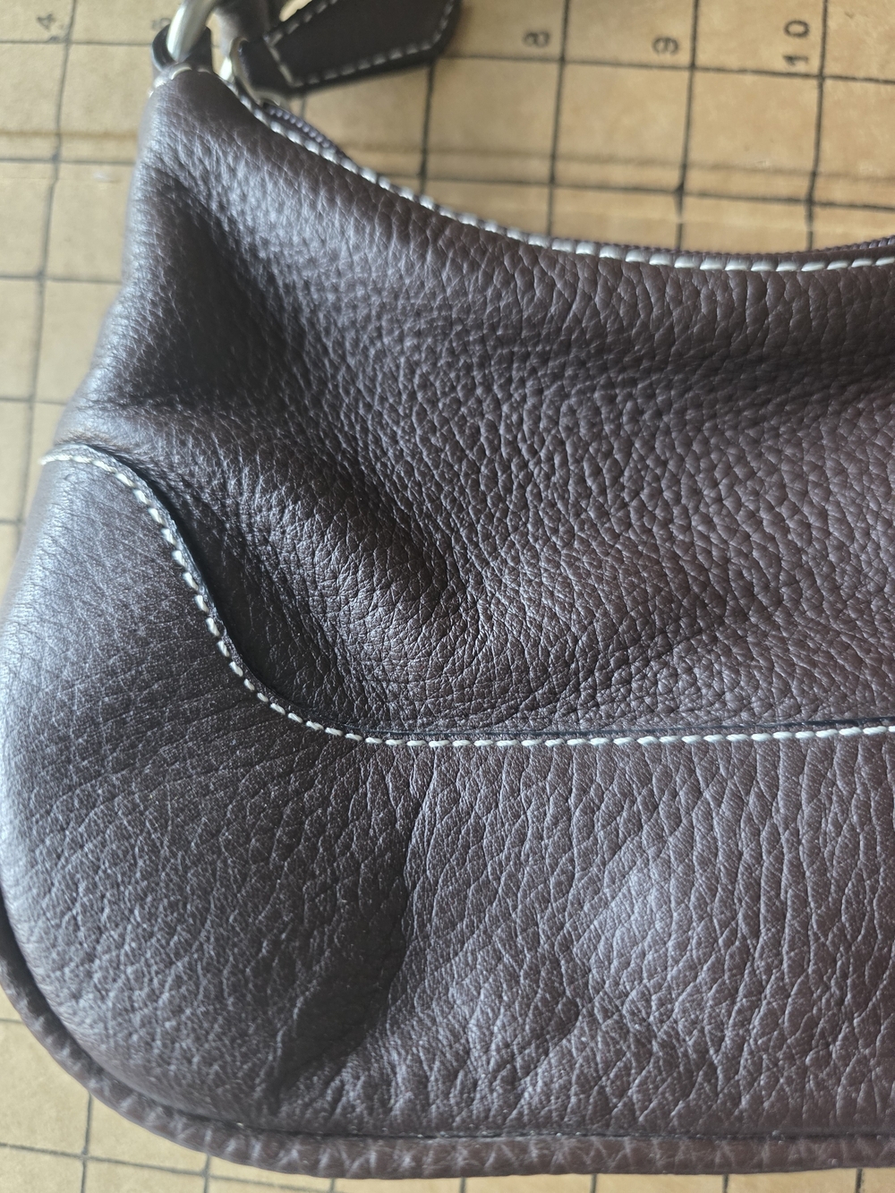 Vintage Wilsons Leather Y2K Brown Pebbled Mini Baguette Shoulder Bag O-Ring - Picture 16 of 16
